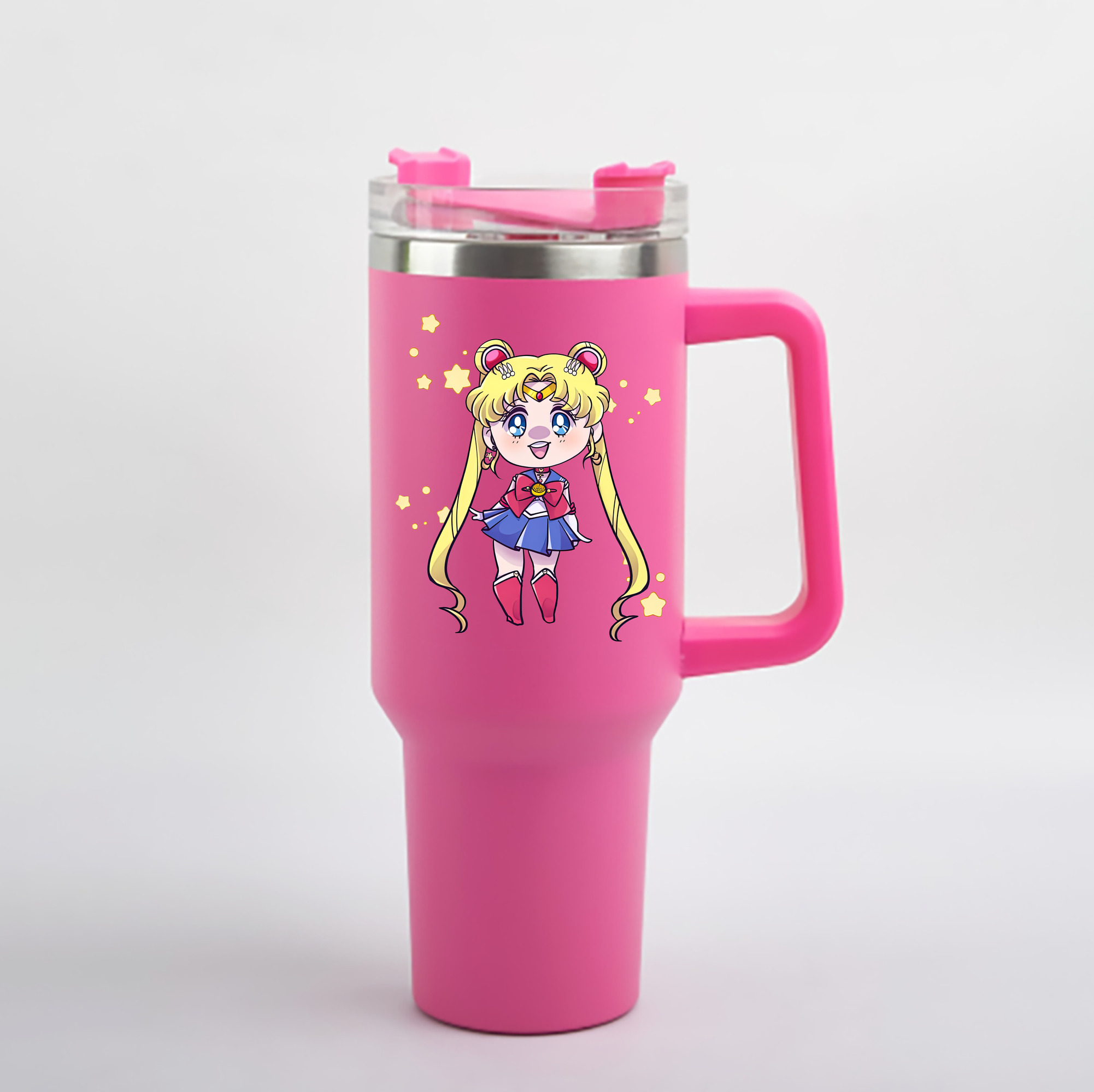 （画像用） 美少女戦士セーラームーン 月野 うさぎ つきの うさぎ Sailor Moon Tsukino Usagi 1200mL車用タンブラー - クリスタルステッカー（プラスチックストロー付き）
